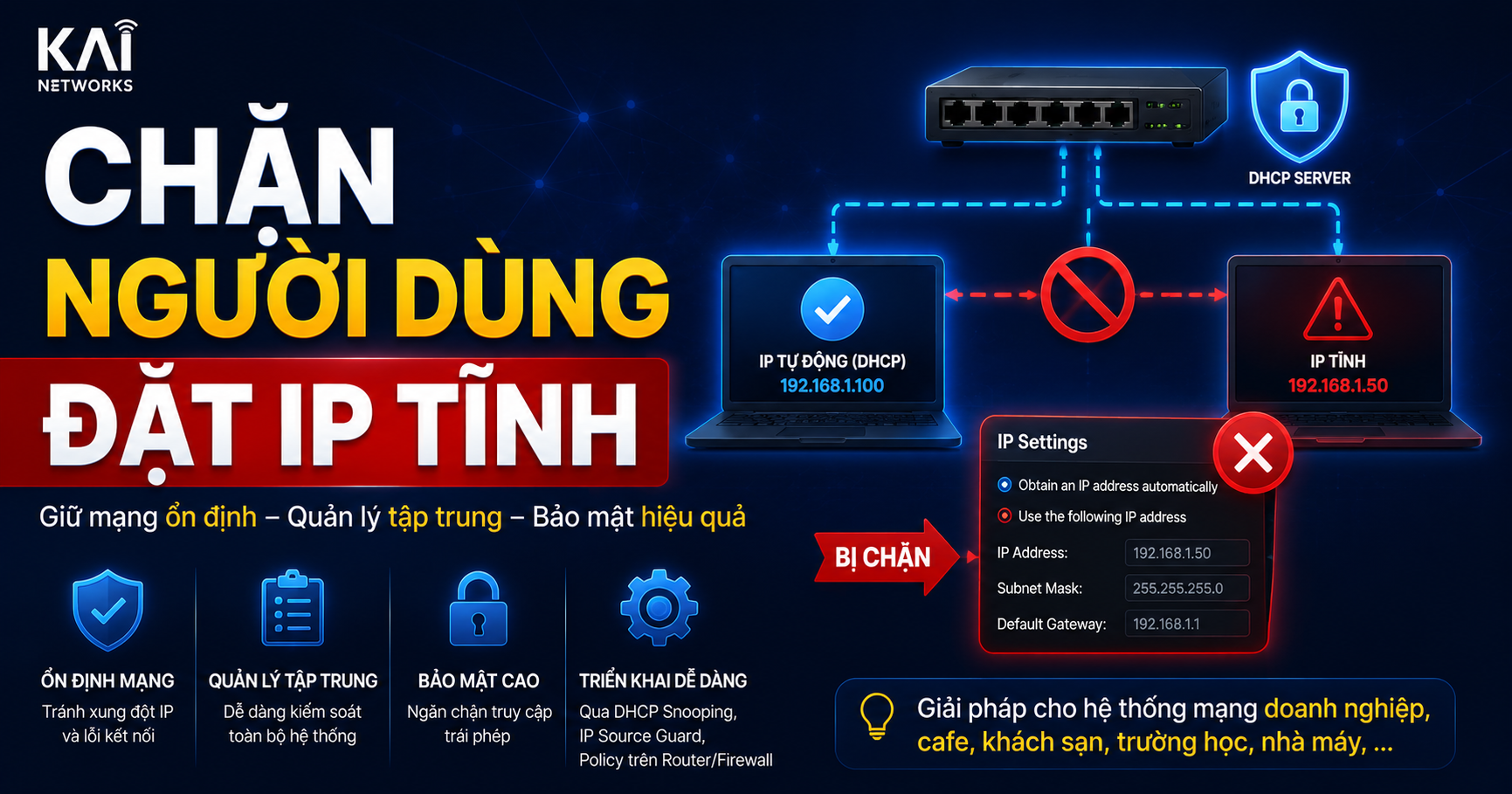 Chặn người dùng đặt IP tĩnh