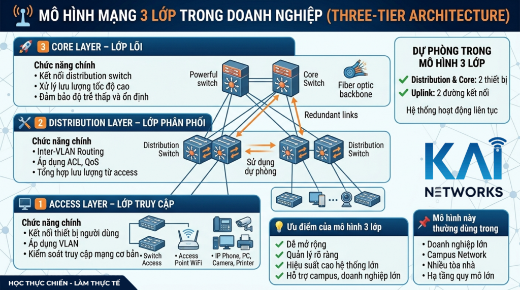Dự Phòng Mạng Doanh Nghiệp Và Mô hình Mạng 3 Lớp