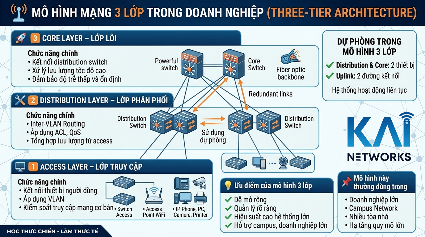Dự Phòng Mạng Doanh Nghiệp Và Mô hình Mạng 3 Lớp